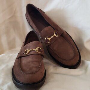 Vinny's Le Club Snaffle Bit Loafer Brown Nubuck Lightweight Lug Outsoles Size 10